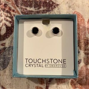 Black stone touchstone crystal Swarovski earrings